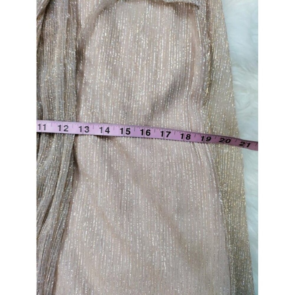 Glamour Womens Midi Dress Rose Gold One Sleeve Casual Polyester SZ 14 - Picture 14 of 16